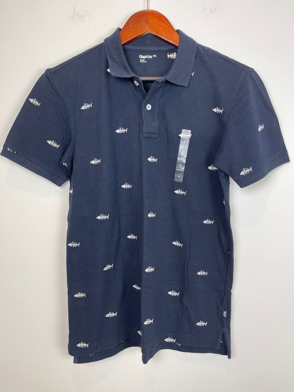 Gap Kids Embroidered Fish Bone Polo Youth XXLarge New with Tag